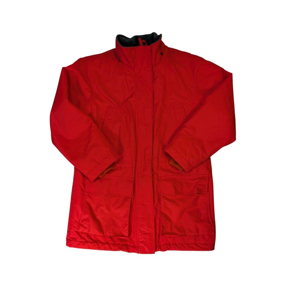 LANDS END Men SQUALL Hooded PARKA ThermoLite POLARTEC Insulated RED COAT Small